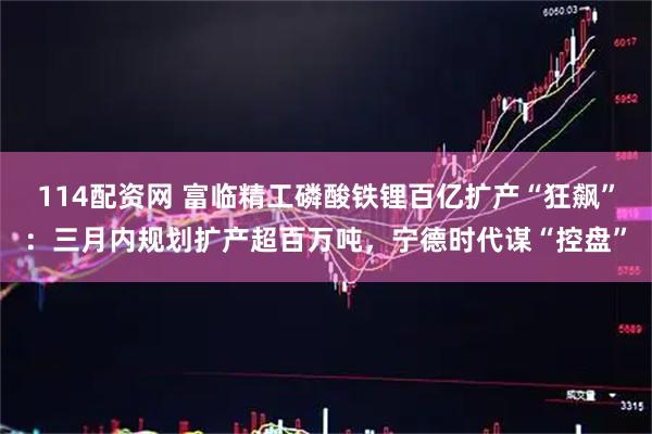 114配资网 富临精工磷酸铁锂百亿扩产“狂飙”：三月内规划扩产超百万吨，宁德时代谋“控盘”